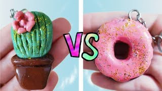 Donut challenge against cactus who wins best |  دونات من عجينة السيراميك | صبار من عجينة السيراميك