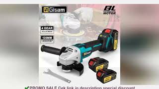 Gisam 125MM Brushless Electric Angle Grinder Variable Speed M14 Cutting Machine Woodworking Tool for