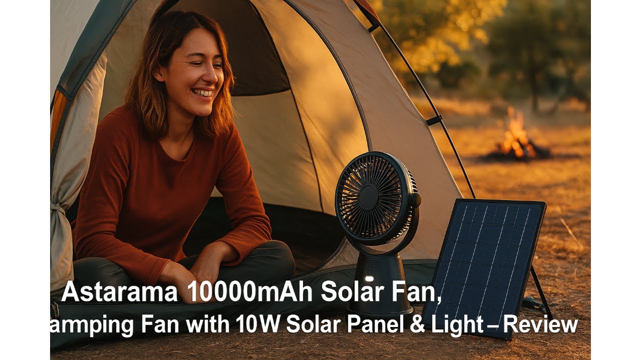 🌞 Astarama 10000mAh Solar Fan, Camping Fan with 10W Solar Panel & Light Review 🌞