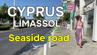 Walking from The Oval to Kanika area in Limassol, Cyprus. Seaside road