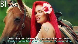 Karol G   MIENTRAS ME CURO DEL CORA \/\/ Lyrics + Español \/\/ Video Official