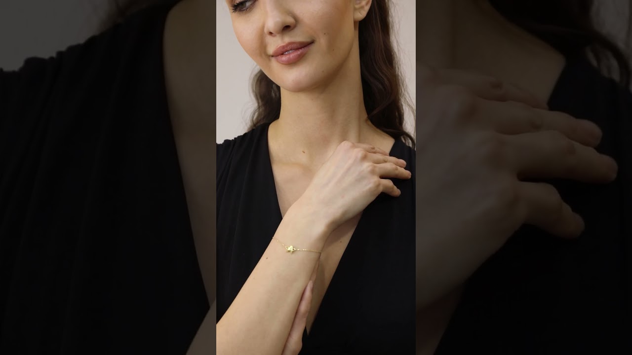 Wish Carat Initial Letter Adjustable Bracelet in 14k Gold 