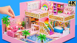 Make $50,000,000 Luxury Rainbow Mansion With 2 Bedrooms & Hidden Pool 😱🌈 | Diy Miniature House