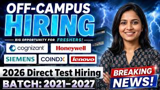 Cognizant Direct Test SuperSet Hiring| Honeywell, Siemens, Lenovo & CoinDCX Freshers Jobs 2026