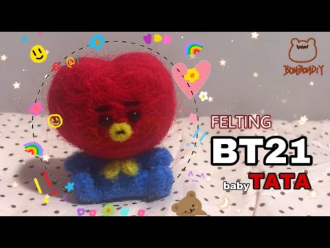 羊毛氈小教室nf Bt21 Baby Tata 羊毛氈制作過程 How To Make A Baby Tata Of Bt21 With Needle Felting Youtube