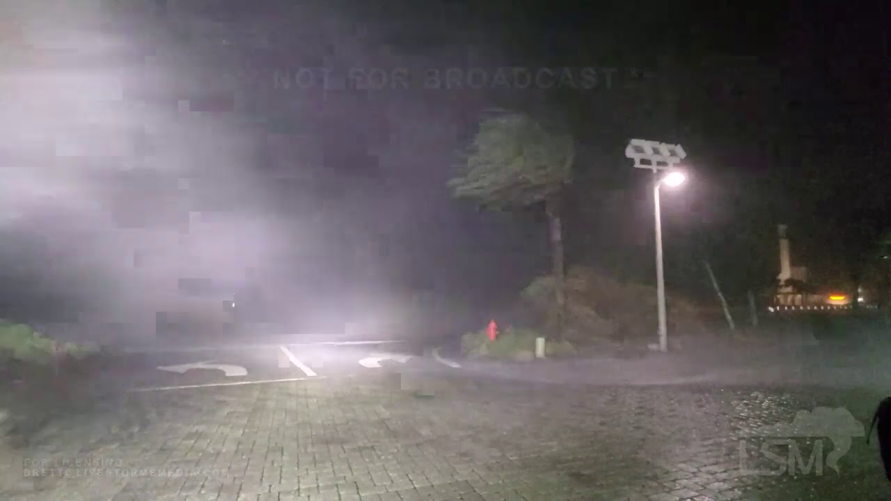 9-16-2020 Orange Beach, Al- Hurricane Sally insane winds in the eyewall, debris hitting car