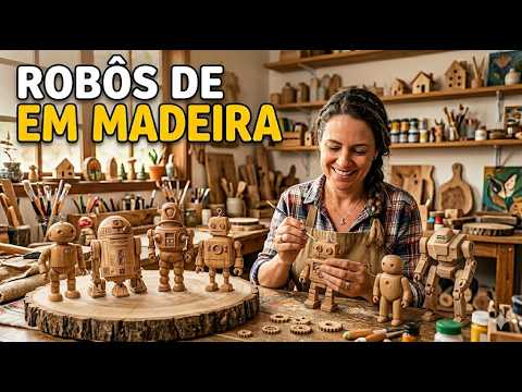 ROBÔ DE MADEIRA ARTESANATO