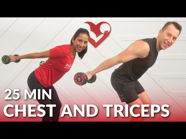 25 Min Chest and Triceps Workout with Dumbbells at Home - Chest and Tris Exercises  for Women & Men 