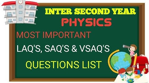 INTER 2ND YEAR PHYSICS IMPORTANT QUESTIONS 2022 //SENIOR INTER PHYSICS MOST IMPORTANT QUESTIONS