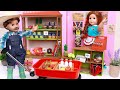 Working in the Grocery store! Play Dolls story about professions