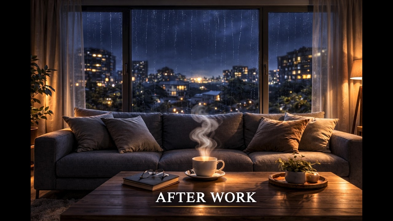 After Work Rain Piano | Warm Apartment Window (1 Hour)