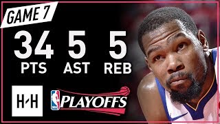 Kevin Durant Full Game 7 Highlights vs Rockets 2018 NBA Playoffs WCF - 34 Pts, 5 Ast, 5 Reb!