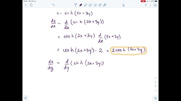 Find both first partial derivatives. z=\sin h(2x+3y) | Plainmath