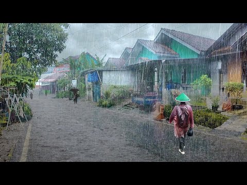 Heavy Rain and Thunder in Beautiful Hilly Village | Rain Walk | Sleep Therapy, Meditation - asmr