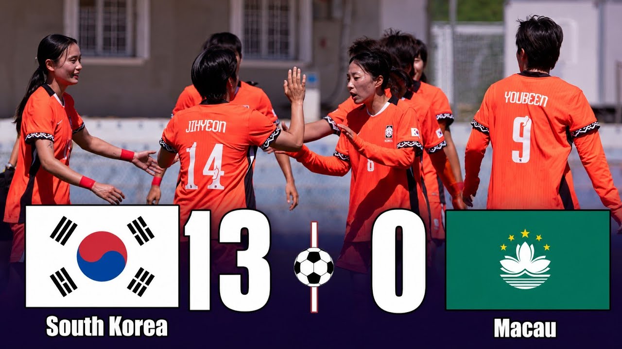대한민국 🇰🇷 13 vs 0 🇲🇴 마카오 완벽한 승리를 거두며 결승에 진출하는 여자축구국가대표팀!! 