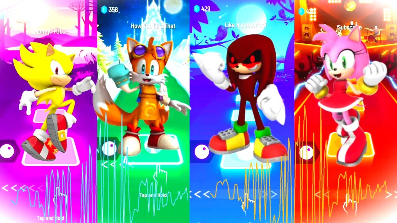 Classic Tails vs Knuckles vs Super Sonic vs Amy | Funny Hop Music - YouTube