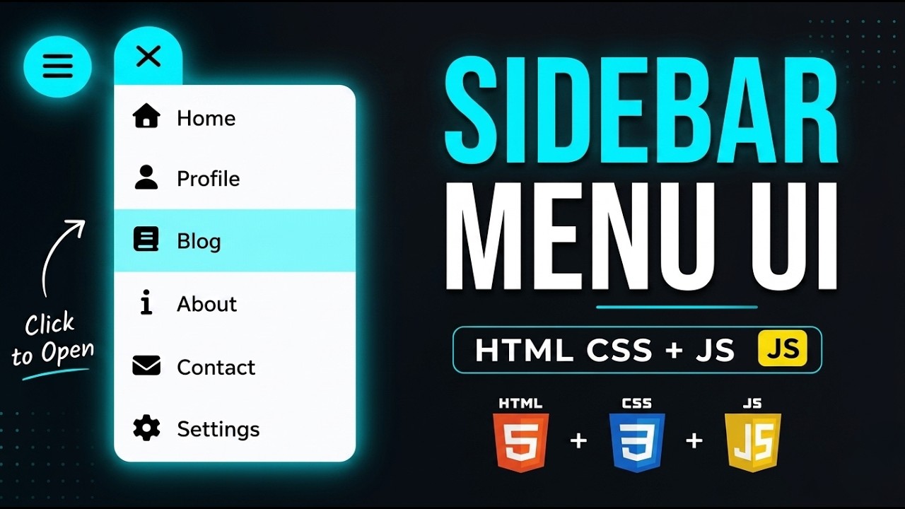 Click to Open Sidebar Menu | Smooth UI Animation (HTML CSS + JS) - YouTube