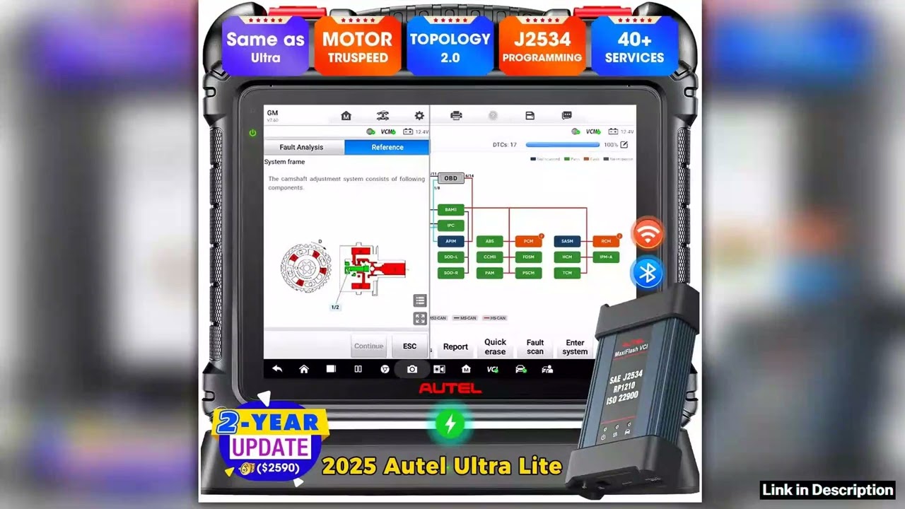 Autel MaxiCOM Ultra Lite Scanner Top Diagnostic Tool OBD Scanner 2 Years Update ECU Programming
