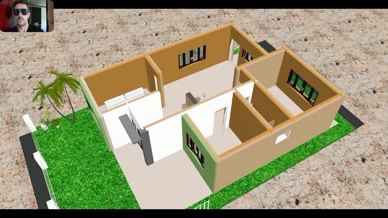 Construtor Sorocaba: Esta é à casa em 3D da planta baixa, 7 x 22 M.