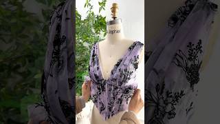 Making a corset v neck floral lavender midi dress #creative #dress #promdress #fashion #sewing