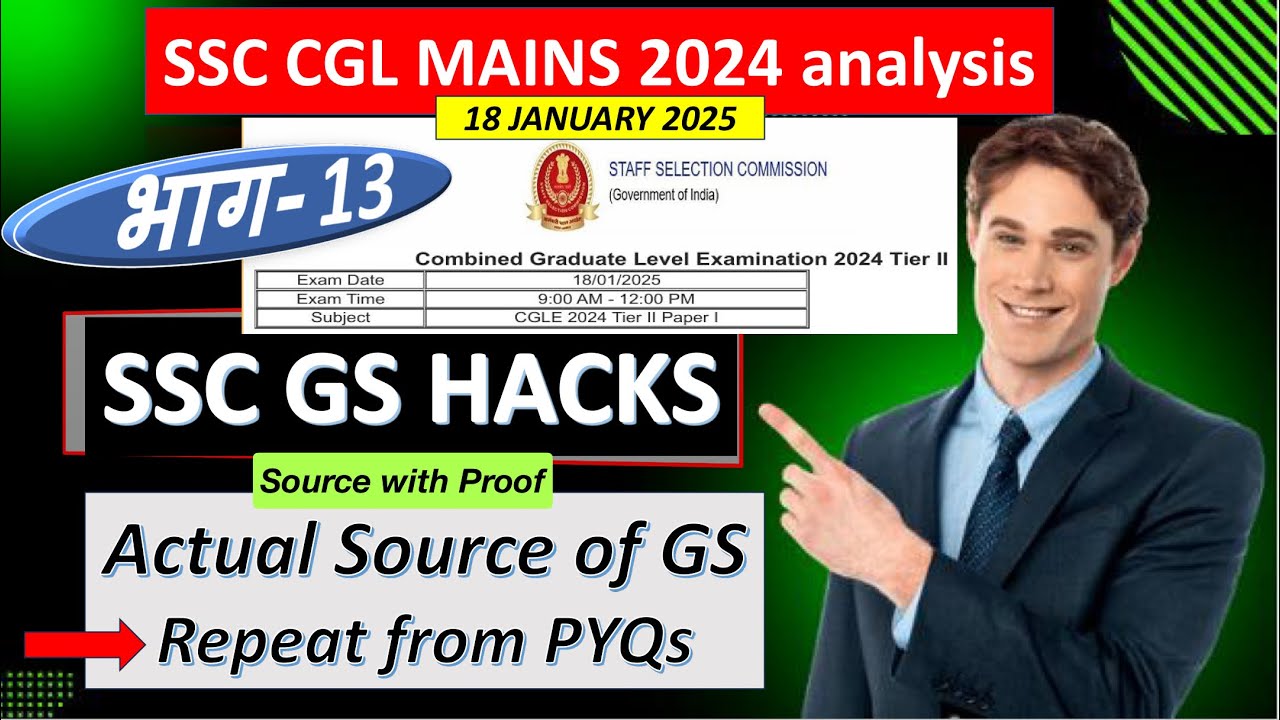 SSC CGL MAINS GK GS QUESTIONS 2024 EXACT SOURCE | PYQ ANALYSIS | CGL ...