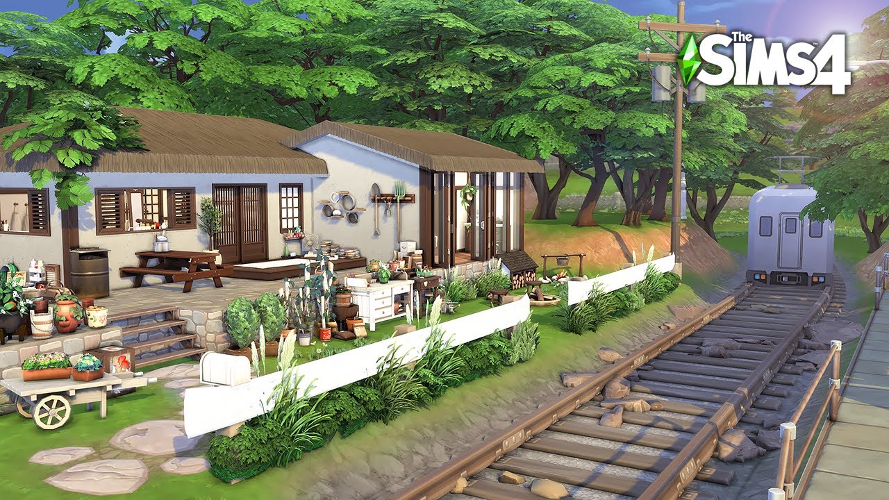 🚉 여름 촌캉스 ! 시골 기찻길 옆 작가의 별장｜심즈4 건축｜Korean Summer Cottage｜Sims 4 Speed Build｜NO CC
