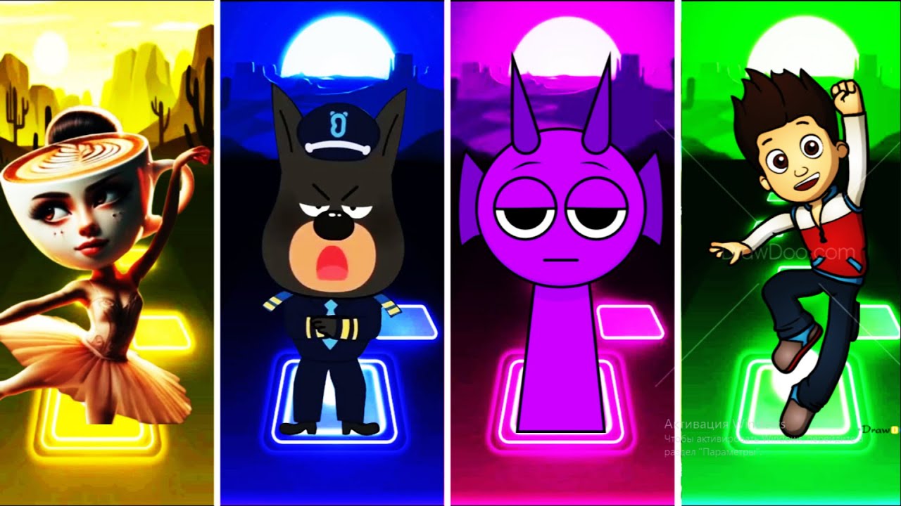 BRAINROT BALLERINO COPPUCCINO 🆚 SHERIFF LABRADOR 🆚 INCREDIBOX SPRUNKI 🆚 PAW PATROL RYDER | Tiles Hop