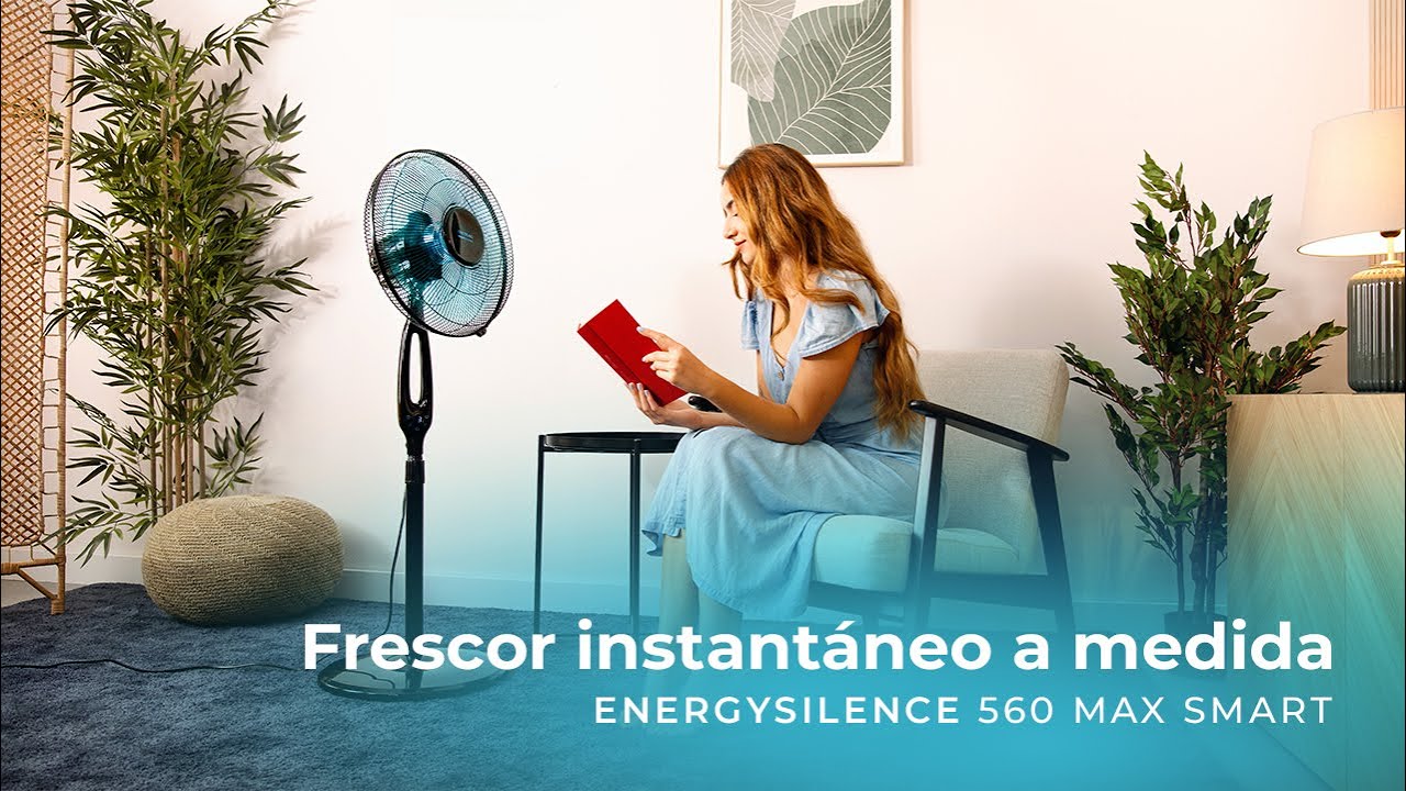 Ventilador de pedestal EnergySilence 560 Max Smart com 45W, temporizador, controle remoto e tela.