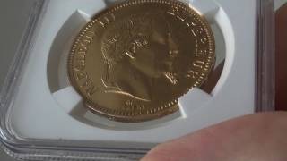 アンティークコイン フランス金貨 エンペラー ナポレオン Iii　Napoleon Iii Gold 100 Francs 1865-A Ms61　Ngc