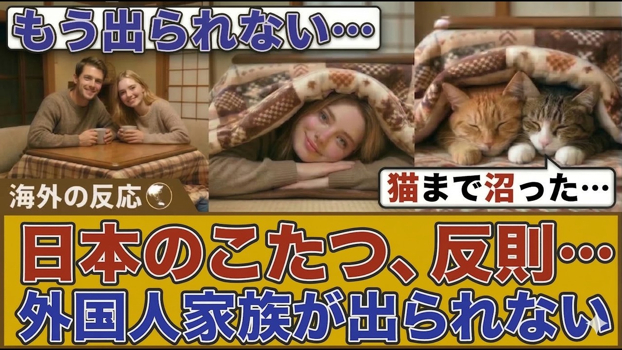 【海外の反応】日本のこたつがブラックホールすぎる件。家族が消えた
