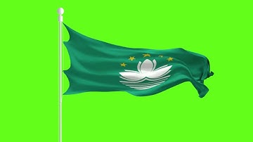 Macau flag waving on a green screen free download