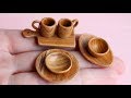 Miniature dishes with imitation wood. Polymer clay. Tutorial. DIY. Миниатюрная посуда под дерево.
