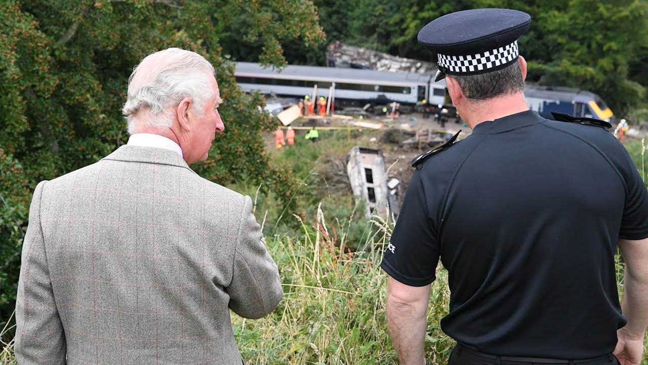 Prince Charles visits site of Stonehaven train derailment
