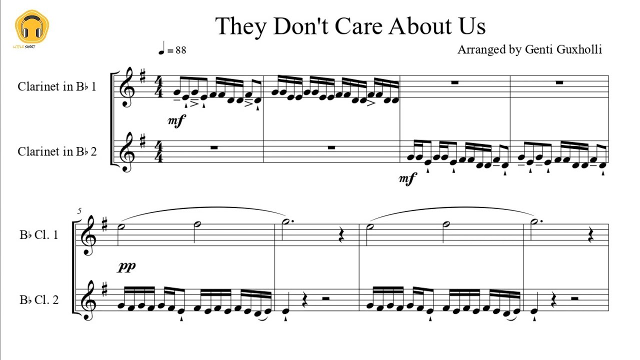 They Don t Care About Us By Michael Jackson Clarinet Duet Sheets They don t care about us by michael jackson clarinet duet sheets