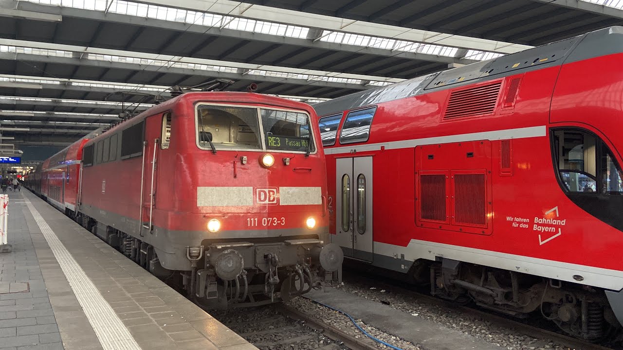 RE 3 nach Passau mit 111 073 in München Hbf