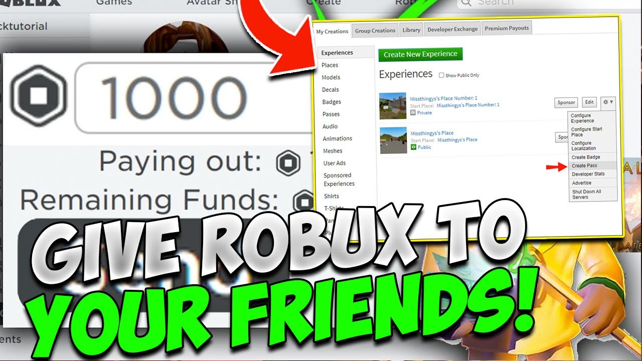 How To Give Robux To Your Friends Without A Group Youtube