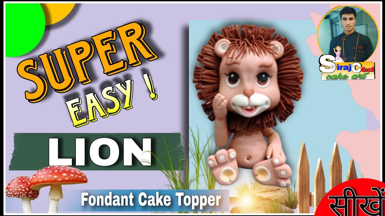 How to make a LION fondant cake topper || ( Easy ) animal handmade art | King tiger.