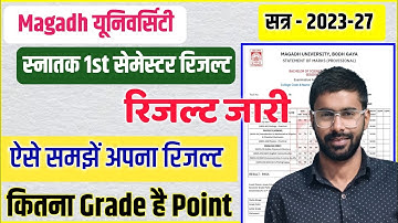 Magadh University; 1st semester Result  2023-27 जारी | Ug 1st semester result 2023-27 जारी