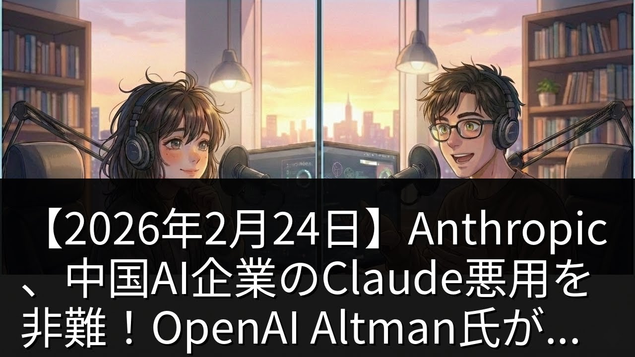【2026年2月24日】Anthropic、中国AI企業のClaude悪用を非難！OpenAI Altman氏がエネルギー消費発言