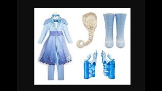 Disney Store Frozen 2 Girls Elsa Deluxe Costume Set