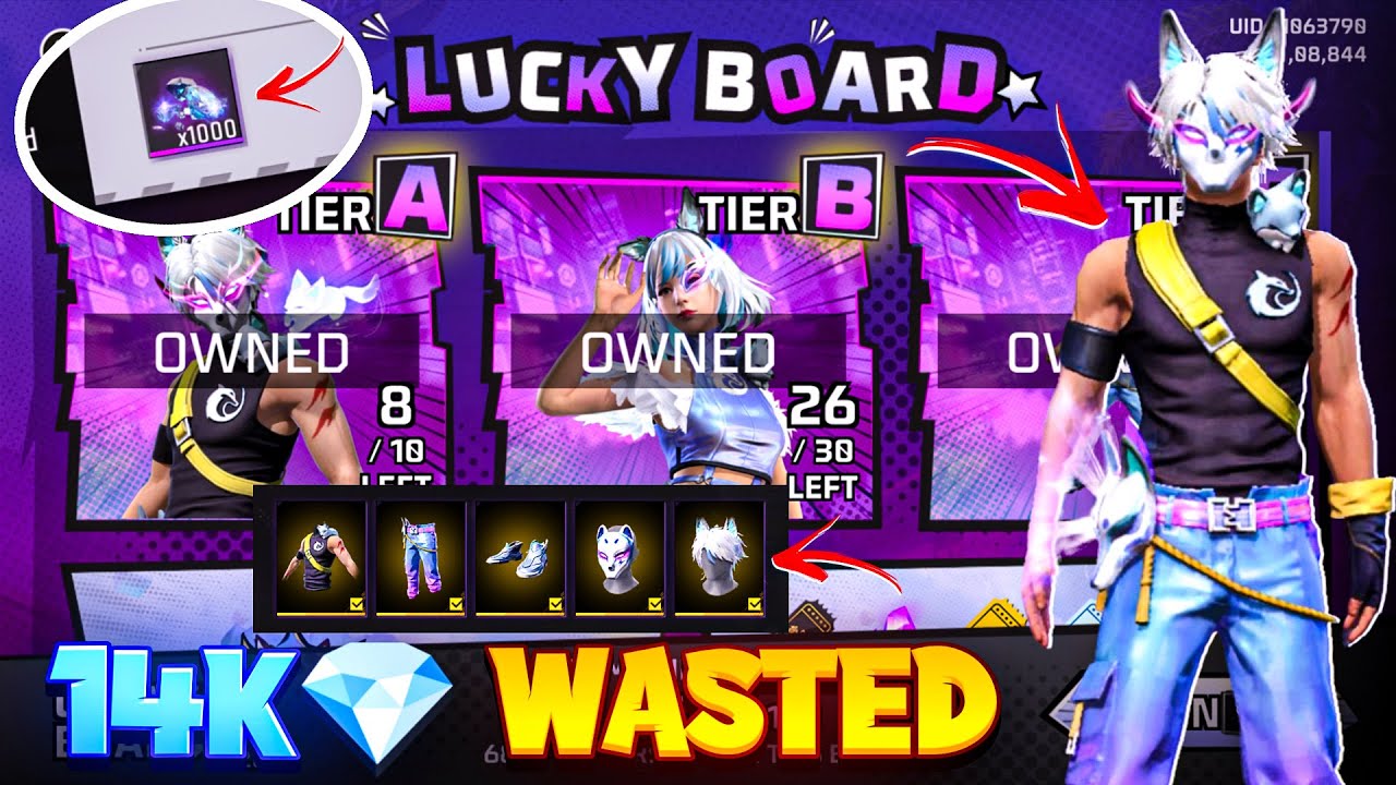 Lucky Board Event in Free Fire! 💎 14,000 Diamonds Gone for Rewards! 😱