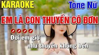 ✔️EM LÀ CON THUYỀN CÔ ĐƠN Karaoke Tone Nữ ( Beat Chuẩn ) | Mạnh Hùng Karaoke