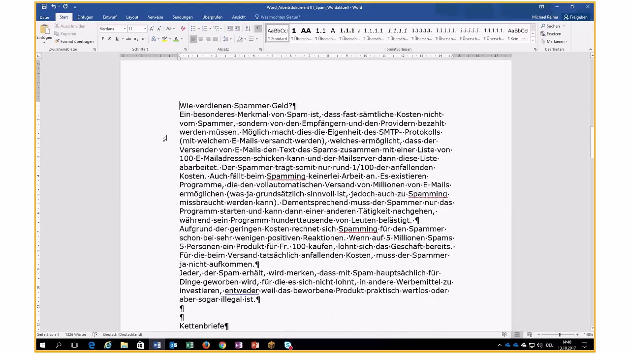 New Word 02 Text und Absatzformatierungen