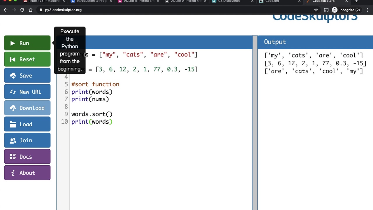 Python sort Function YouTube Python sort Function YouTube
