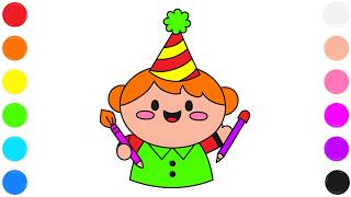 Birt ay Party Coloring Page for Kids Fun Cute Celebration Art