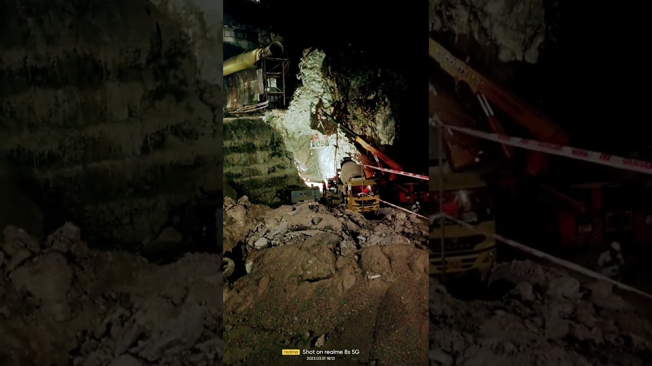 Spray shotcrete at slope || Manually shotcrete application