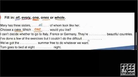 Употребление местоимений ALL, EVERY, ONE, ONES, WHOLE