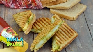 Potato cheese grilled sandwich,this sandwich holds slices and spiced
up with chaat masala green chutney. recipe link :
http://www.tarladala...