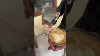 World Cup Inspired Latte Art ☕⚽ Heart & Pine Design in a Unique Cup!