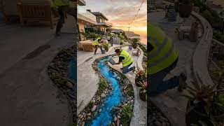 Luxury Outdoor Terrace River Floor Transformation | Stunning Epoxy Resin Paradise #shortsviral